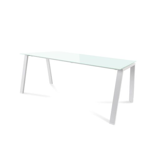 Kit Mesa Blanca 180 x 80 Blanco/ Cristal Blanco