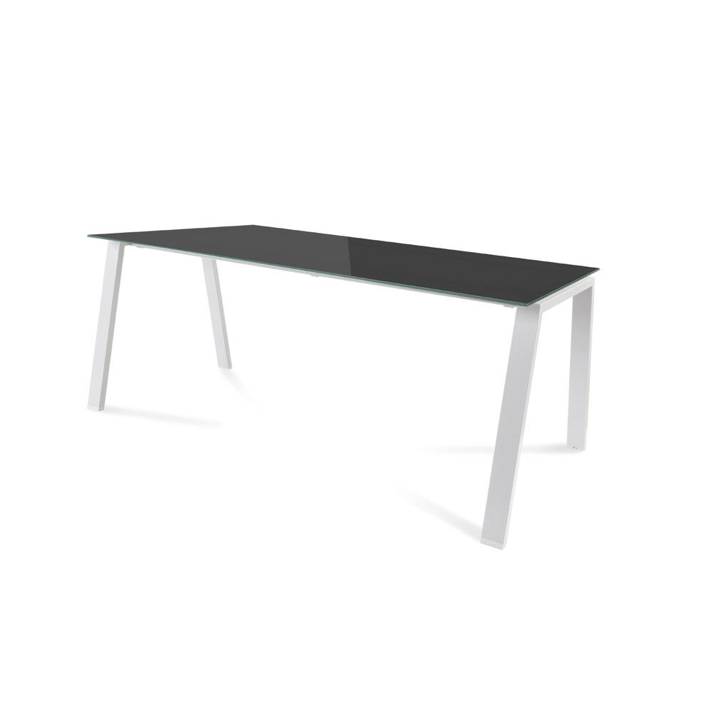 Kit Mesa Blanca 180 x 80 Blanco/ Cristal Negro