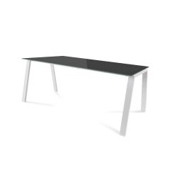 Kit Mesa Blanca 180 x 80 Blanco/ Cristal Negro