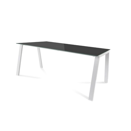 Kit Mesa Blanca 180 x 80 Blanco/ Cristal Negro