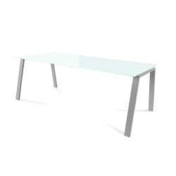 Kit Mesa Blanca 200 x 100 Aluminio/ Cristal Blanco