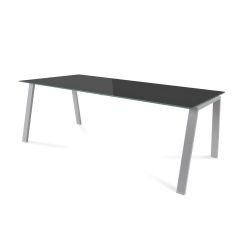 Kit Mesa Blanca 200 x 100 Aluminio/ Cristal Negro