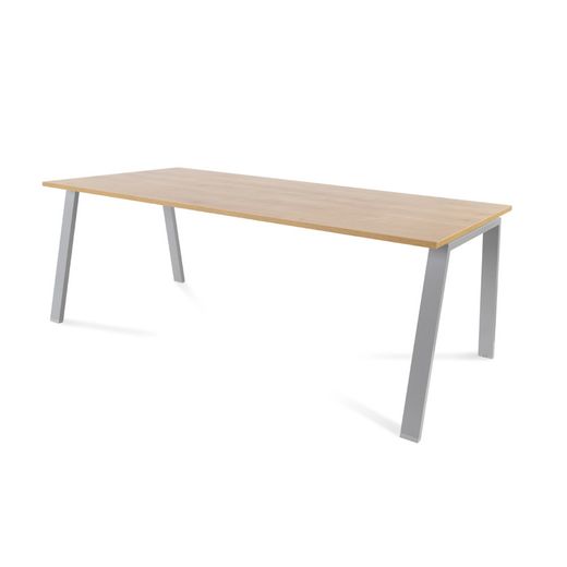 Kit Mesa Blanca 200 x 100 Aluminio / Roble