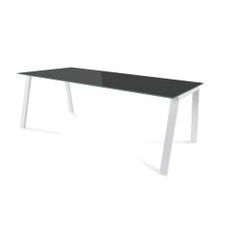 Kit Mesa Blanca 200 x 100 Blanco/ Cristal Negro