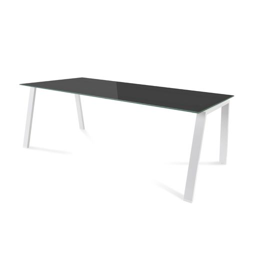 Kit Mesa Blanca 200 x 100 Blanco/ Cristal Negro