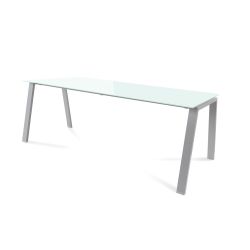 Kit Mesa Blanca 200 x 80 Aluminio/ Cristal Blanco