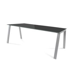 Kit Mesa Blanca 200 x 80 Aluminio/ Cristal Negro