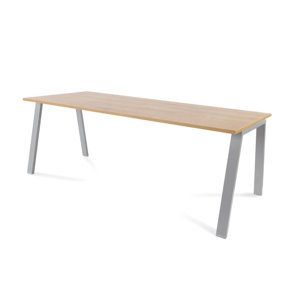 Kit Mesa Blanca 200 x 80 Aluminio / Roble