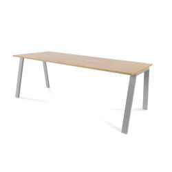 Kit Mesa Blanca 200 x 80 Aluminio / Roble