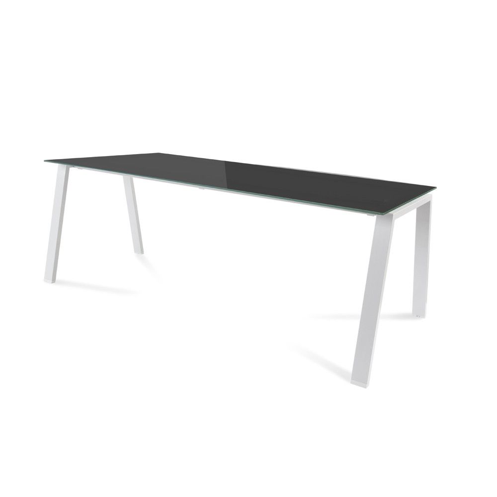 Kit Mesa Blanca 200 x 80 Blanco/ Cristal Negro