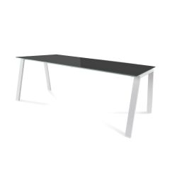 Kit Mesa Blanca 200 x 80 Blanco/ Cristal Negro