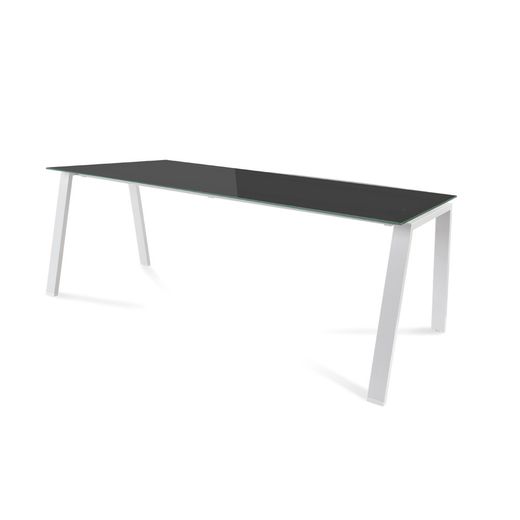 Kit Mesa Blanca 200 x 80 Blanco/ Cristal Negro
