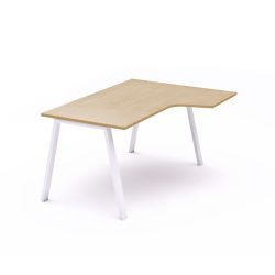 Kit Mesa Blanca L Derecha 160 x 120 Blanco / Haya