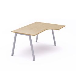 Kit Mesa Blanca L Derecha 180 x 120 Aluminio/Haya