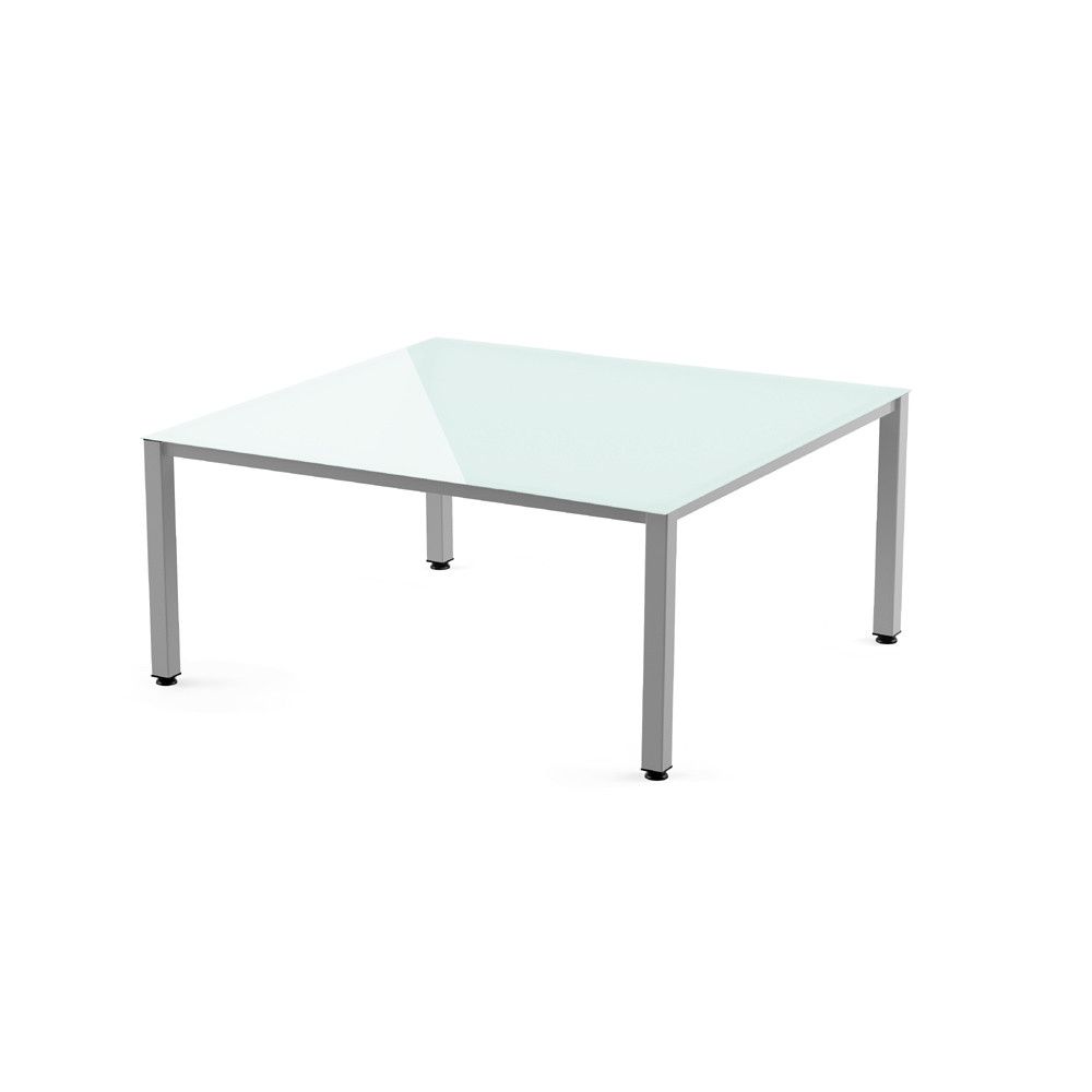 Kit Mesa Executive 120 x 120 Aluminio/ Cristal Blanco