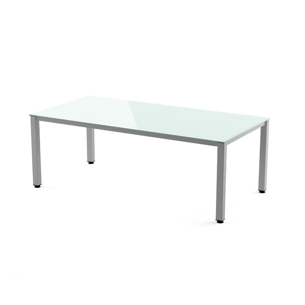 Kit Mesa Executive 200 x 100 Aluminio/ Cristal Blanco