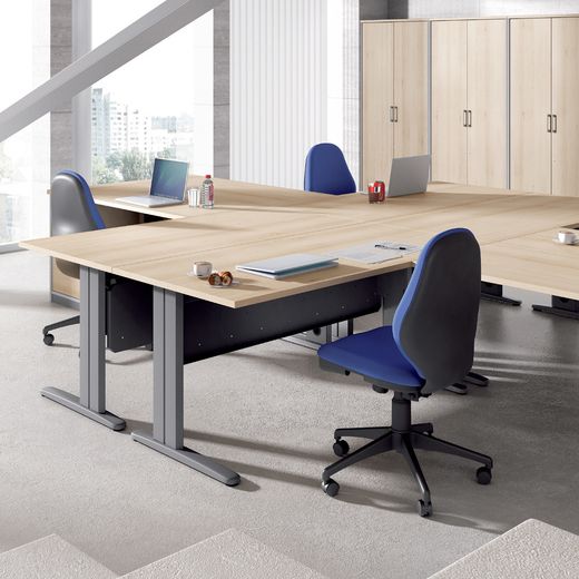Kit Mesa Metal 140 x 80 Blanco / Roble
