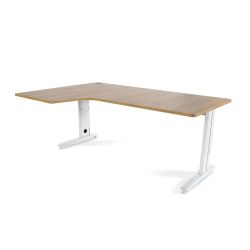 Kit Mesa Metal Ajustable L Izquierda 180 x 120 Blanco/Roble