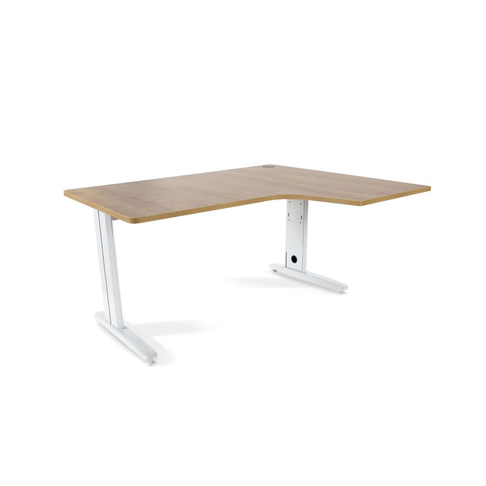 Kit Mesa Metal L Derecha 160 x 120 Blanco/Roble