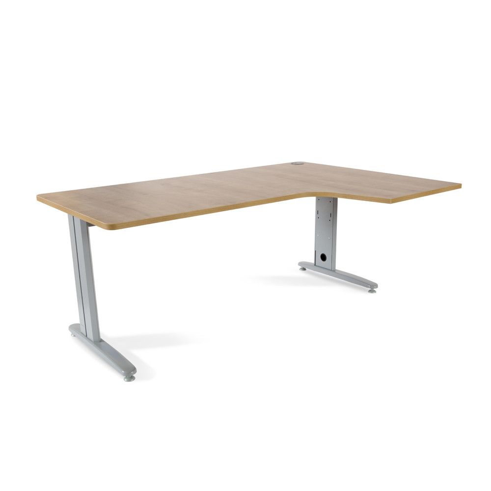 Kit Mesa Metal L Derecha 180 x 120 Aluminio/Roble