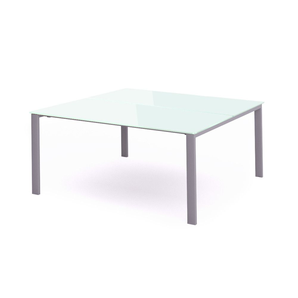 Kit Total Mesa 180 x 163 Aluminio / Cristal Blanco