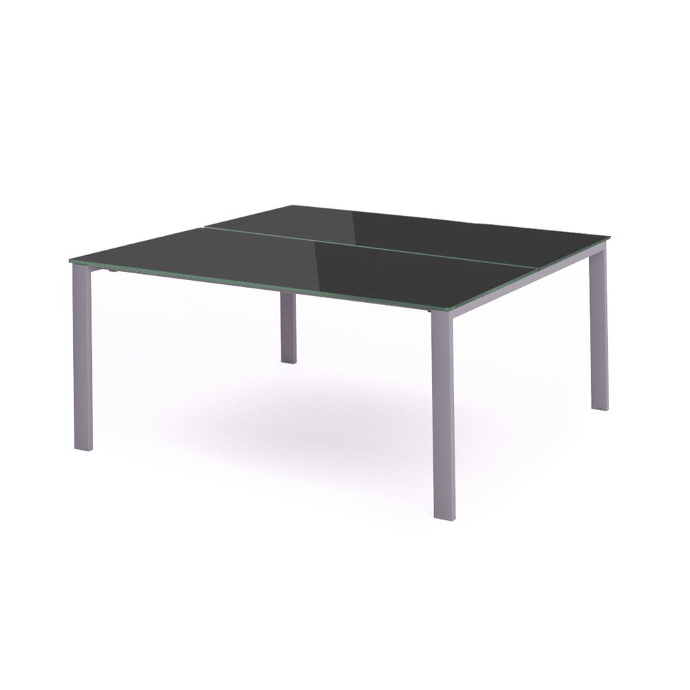 Kit Total Mesa 180 x 163 Aluminio / Cristal Negro