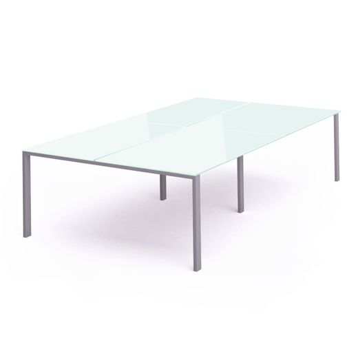 Kit Total Mesa 320 x 163 Aluminio / Cristal Blanco