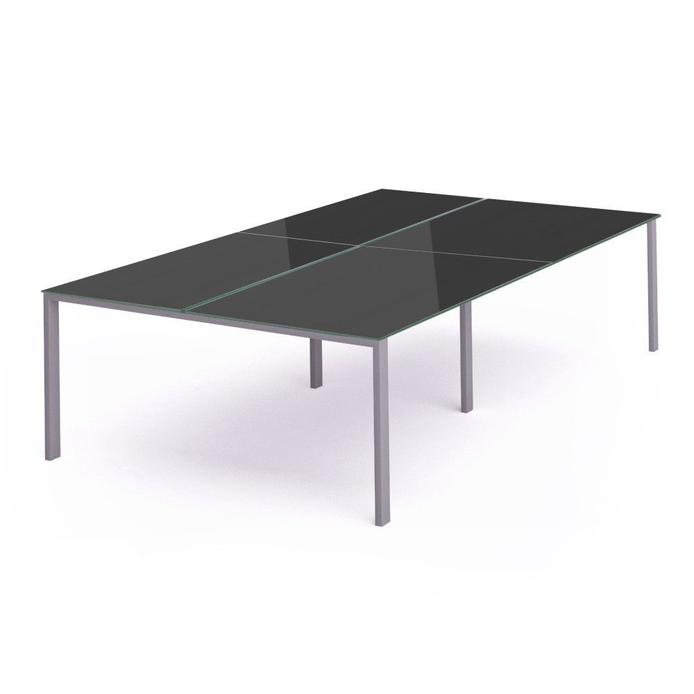 Kit Total Mesa 320 x 163 Aluminio / Cristal Negro