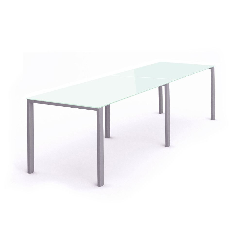 Kit Total Mesa 360 x 80 Aluminio / Cristal Blanco