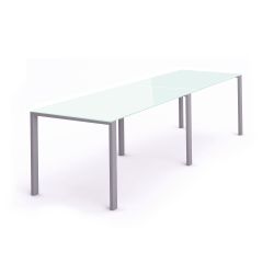 Kit Total Mesa 360 x 80 Aluminio / Cristal Blanco