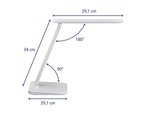 Lampara de escritorio maul led 2,7w 325lm luz ajustable panel tactil brazo giratorio blanca