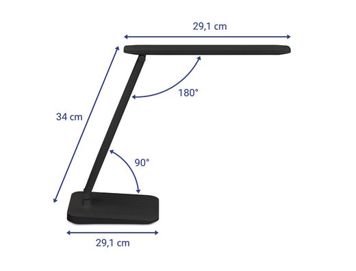 Lampara de escritorio maul led 2,7w 325lm luz ajustable panel tactil brazo giratorio negra