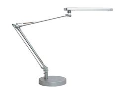 Lampara de escritorio unilux mambo led 5,6w doble brazo articulado abs y aluminio gris metalizado base 19 cm