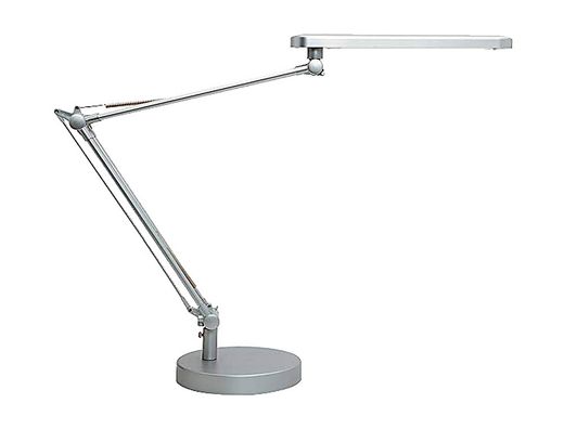 Lampara de escritorio unilux mambo led 5,6w doble brazo articulado abs y aluminio gris metalizado base 19 cm