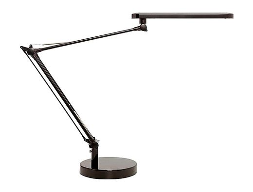 Lampara de escritorio unilux mambo led 5,6w doble brazo articulado abs y aluminio negro base 19 cm diametro