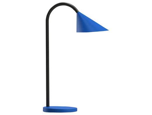 Lampara de escritorio unilux sol led 4w brazo flexible abs y metal azul base 14 cm diametro
