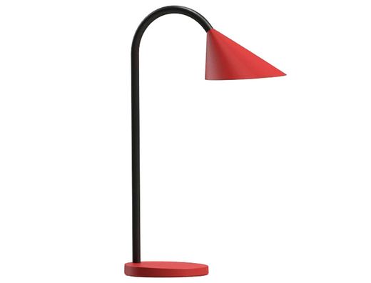 Lampara de escritorio unilux sol led 4w brazo flexible abs y metal rojo base 14 cm diametro