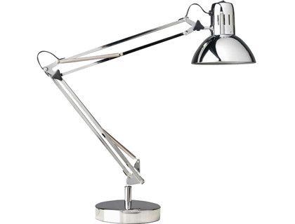 Lampara de escritorio unilux success 80 led brazo doble articulado cromado 40x40 cm base 20 cm diametro