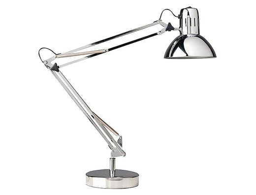 Lampara de escritorio unilux success 80 led brazo doble articulado cromado 40x40 cm base 20 cm diametro