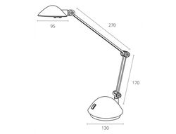 Lampara de oficina archivo 2000 con brazo doble articulado regulable en altura led 3w color plata