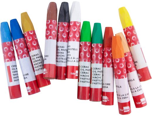 Lapices Cera Blanda Liderpapel -Caja de 12 Colores