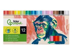 Lapices cera blanda liderpapel redonda caja de 12 unidades colores surtidos