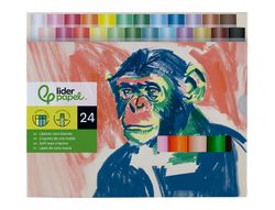 Lapices cera blanda liderpapel redonda caja de 24 unidades colores surtidos