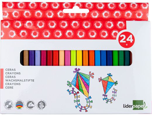 Lapices cera liderpapel caja de 24 colores