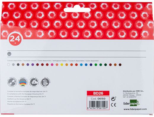 Lapices cera liderpapel caja de 24 colores