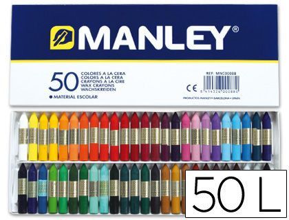 Lapices Cera Manley -Caja de 50 Colores Ref.150