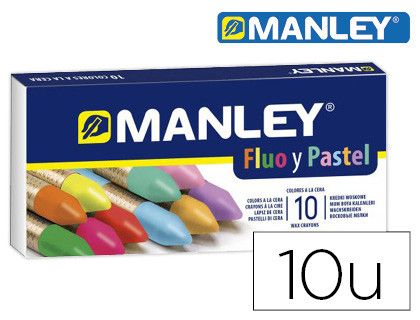 Lapices cera manley fluor y pastel caja de 10 colores surtidos