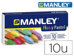 Lapices cera manley fluor y pastel caja de 10 colores surtidos