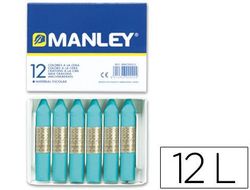 Lapices Cera Manley Unicolor Azul Turquesa -Caja de 12 N.16