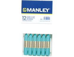 Lapices Cera Manley Unicolor Azul Turquesa -Caja de 12 N.16